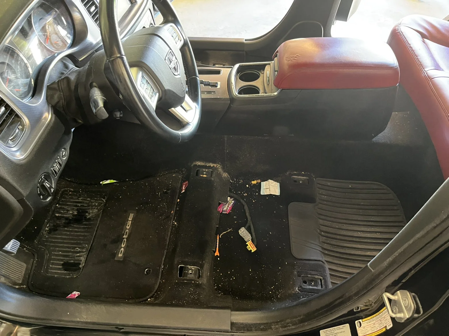 Driver carpet before cleaning